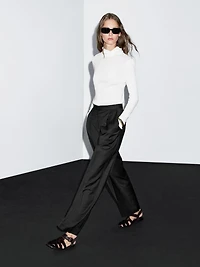 Wool blend darted trousers