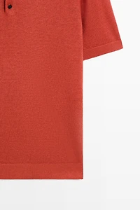 100% linen knit polo shirt