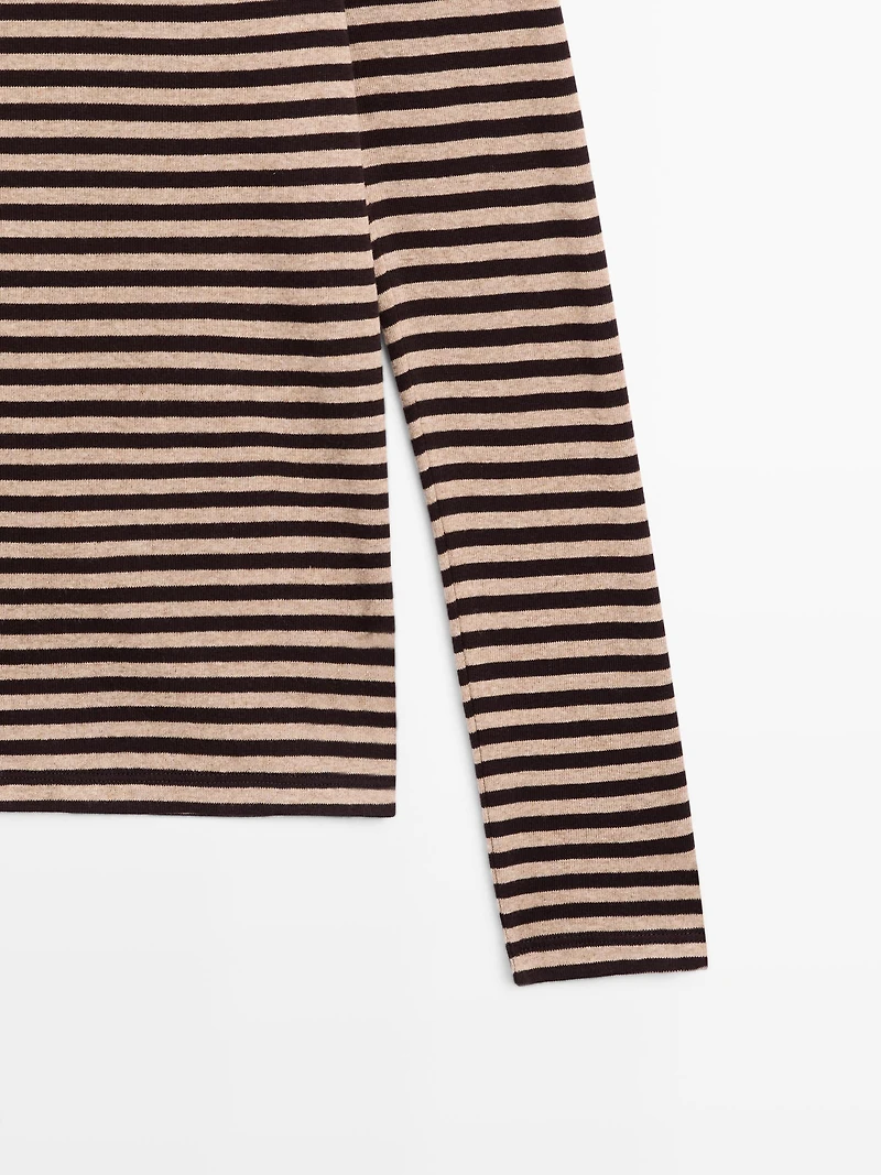 Striped long sleeve cotton T-shirt