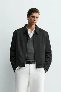 CROPPED FAUX SUEDE JACKET