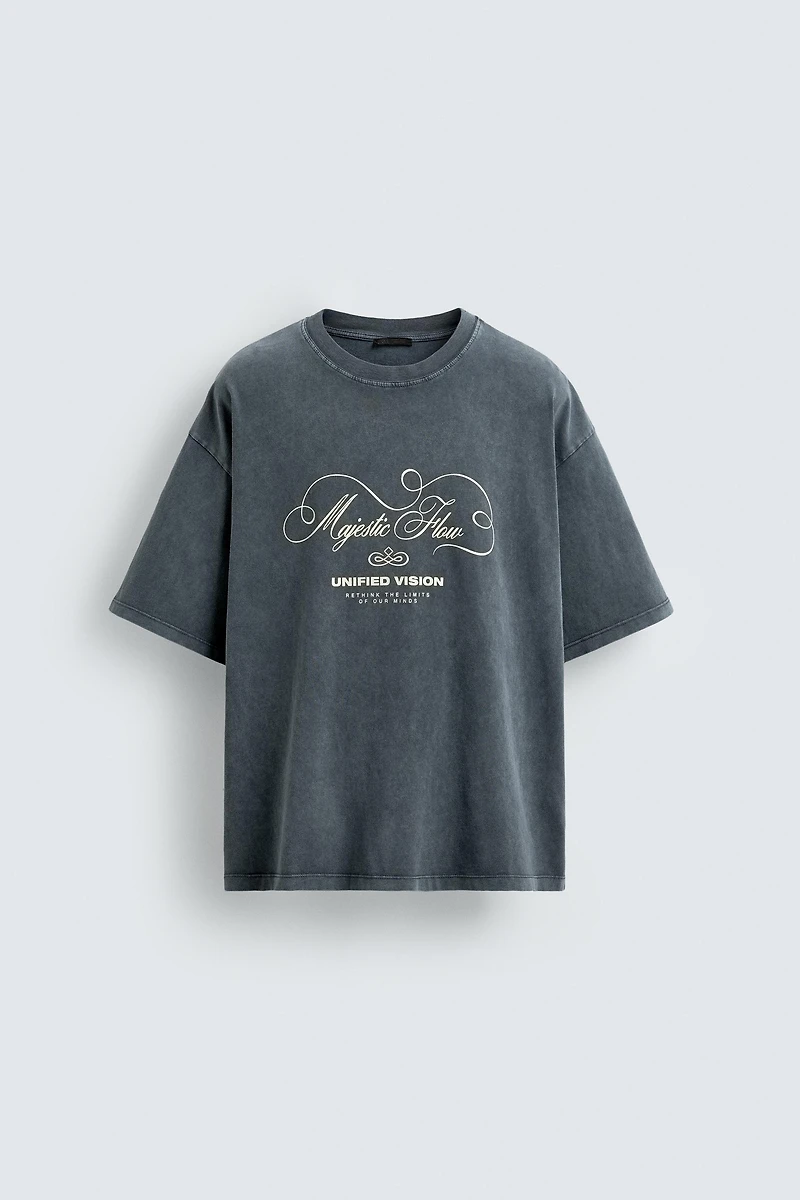 T-SHIRT DÉLAVÉ IMPRIMÉ TEXTES