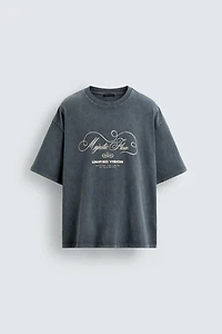 T-SHIRT DÉLAVÉ IMPRIMÉ TEXTES