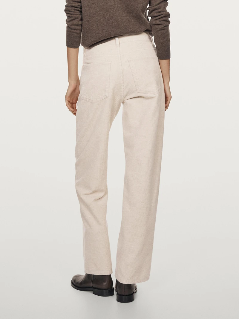 High-waist straight-leg corduroy trousers