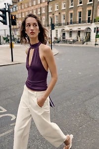OPEN HALTER TOP