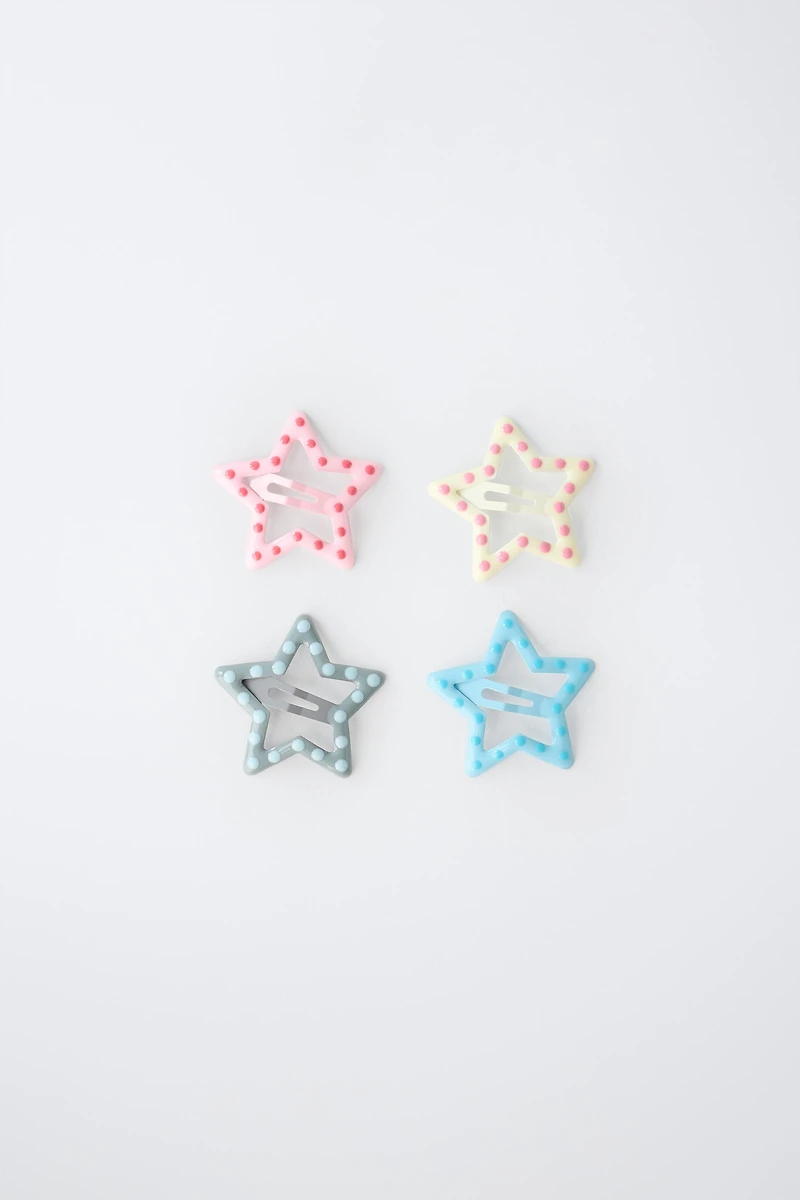 FOUR-PACK OF POLKA DOT STAR HAIR CLIPS