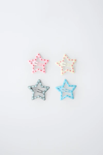 FOUR-PACK OF POLKA DOT STAR HAIR CLIPS