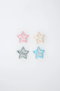FOUR-PACK OF POLKA DOT STAR HAIR CLIPS