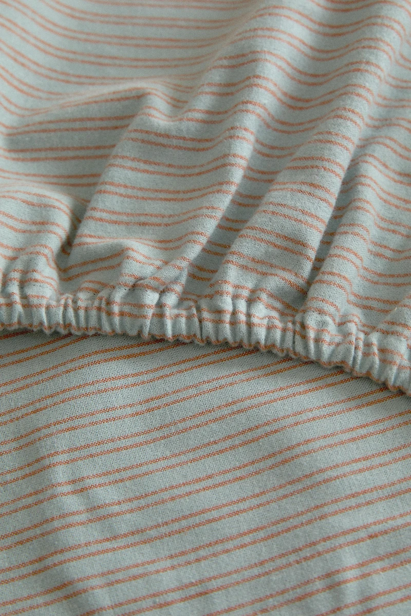 KIDS' STRIPED FLANNEL FITTED SHEET