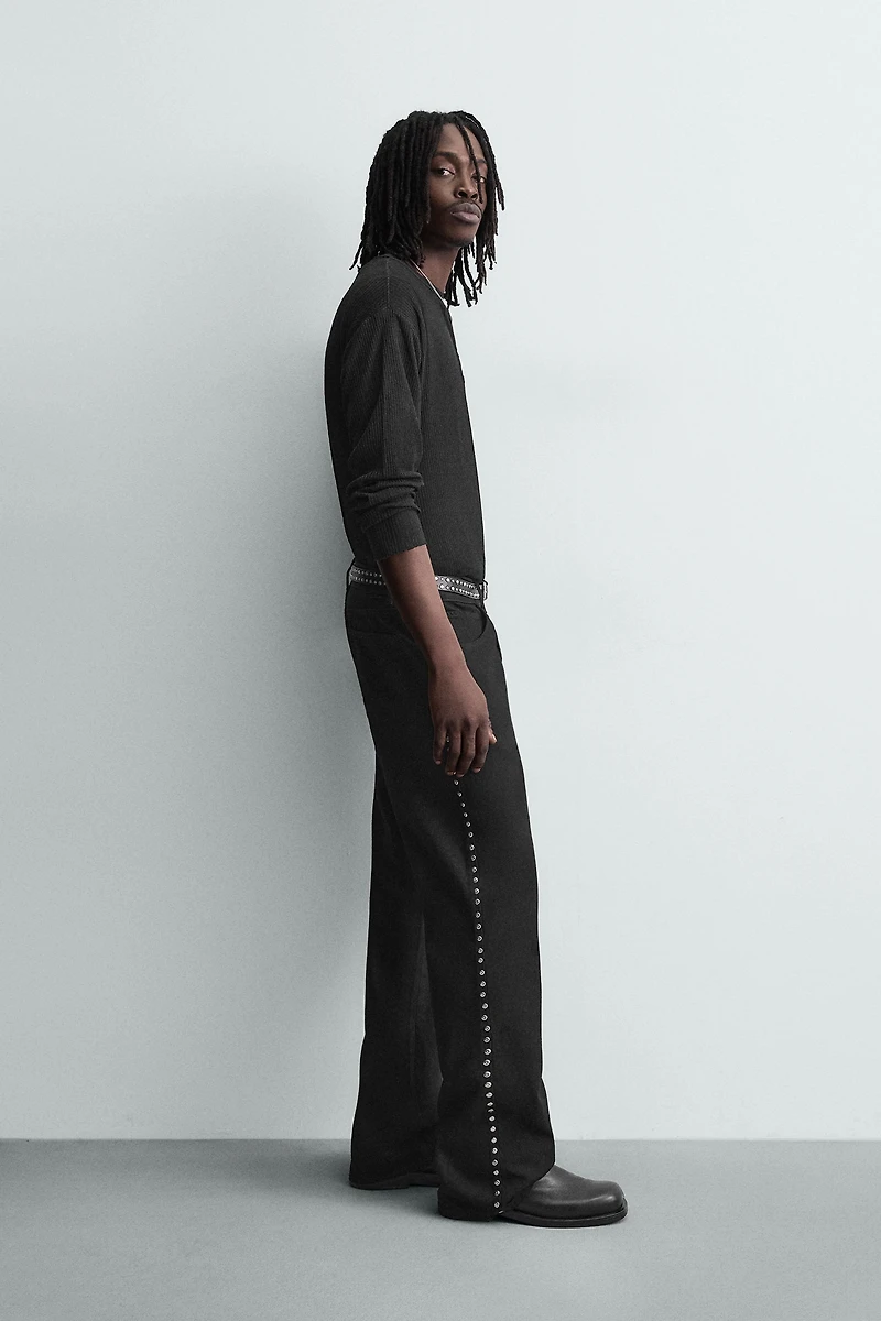 FLARE FIT JEANS WITH STUDS