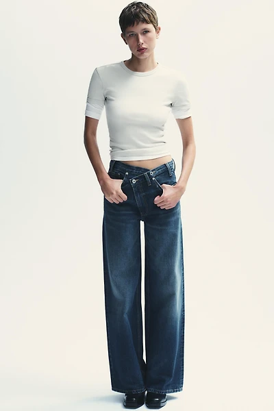 TRF HIGH WAIST CROSSOVER WIDE LEG JEANS