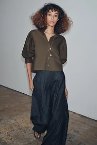 ZW COLLECTION POPLIN BALLOON SLEEVE SHIRT