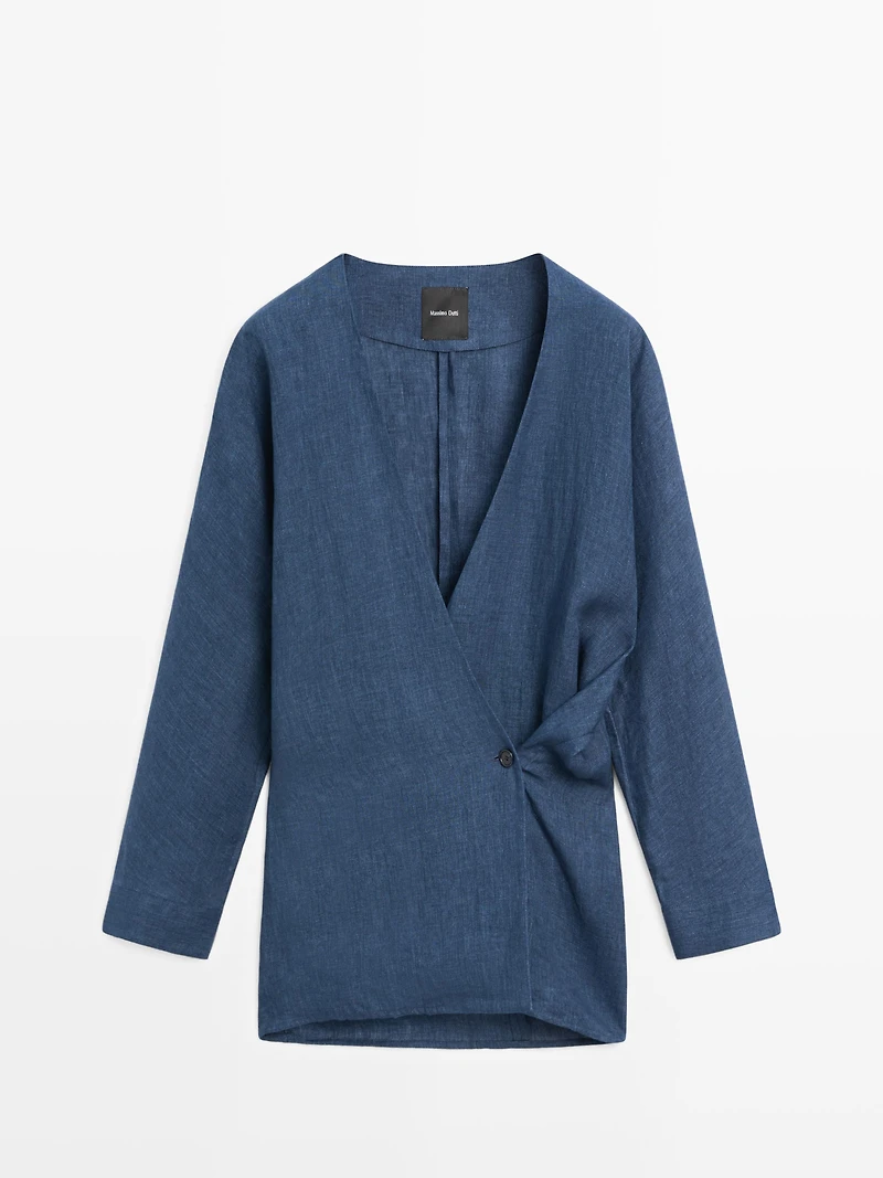 Kimono effet denim total look lin