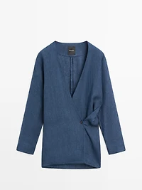 Kimono effet denim total look lin