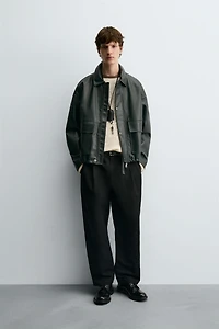 FAUX LEATHER POCKET JACKET
