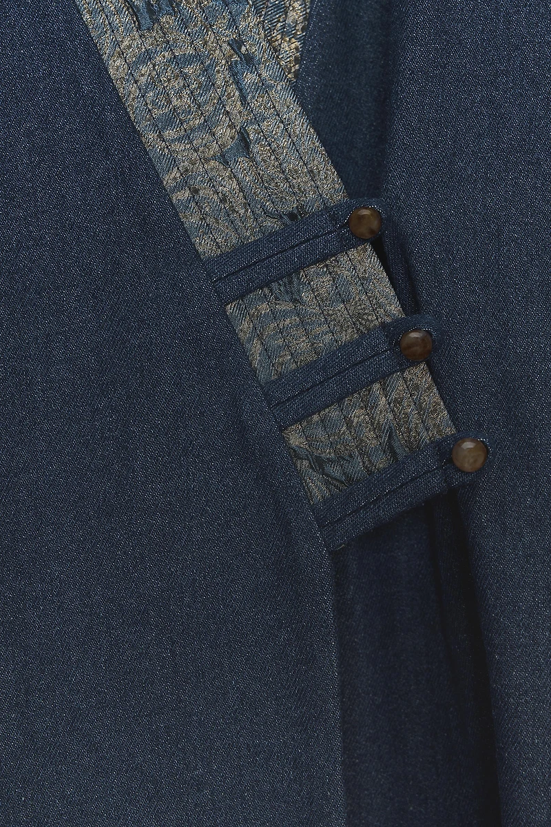 JACQUARD FAUX DENIM KIMONO