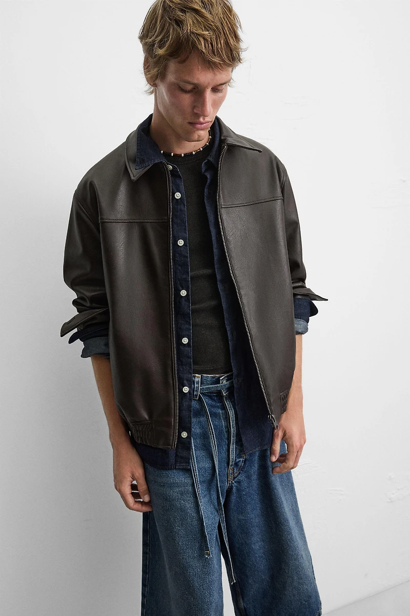 BLOUSON BOMBER MATIÈRE SYNTHÉTIQUE