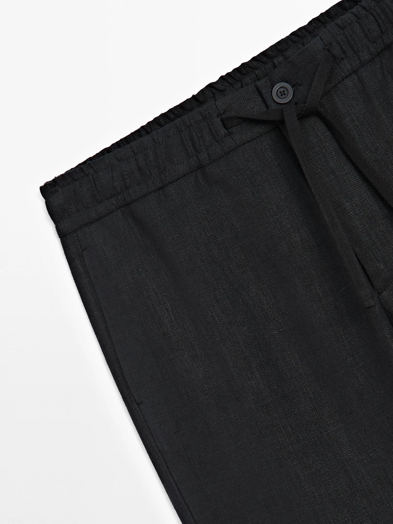 Linen jogger fit trousers