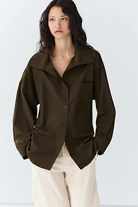 High collar overshirt with buckle detail