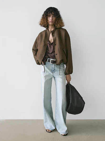 Linen and silk bomber jacket