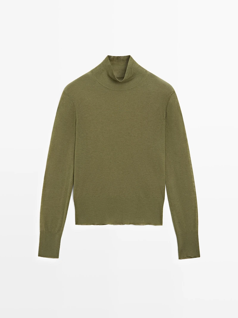 Pull à col montant en maille 100 % laine - STUDIO