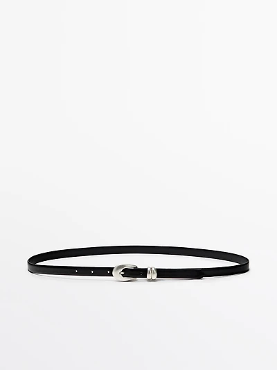 Nappa leather belt with oval buckle