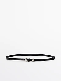 Nappa leather belt with oval buckle