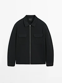 Cotton blend twill jacket with pockets