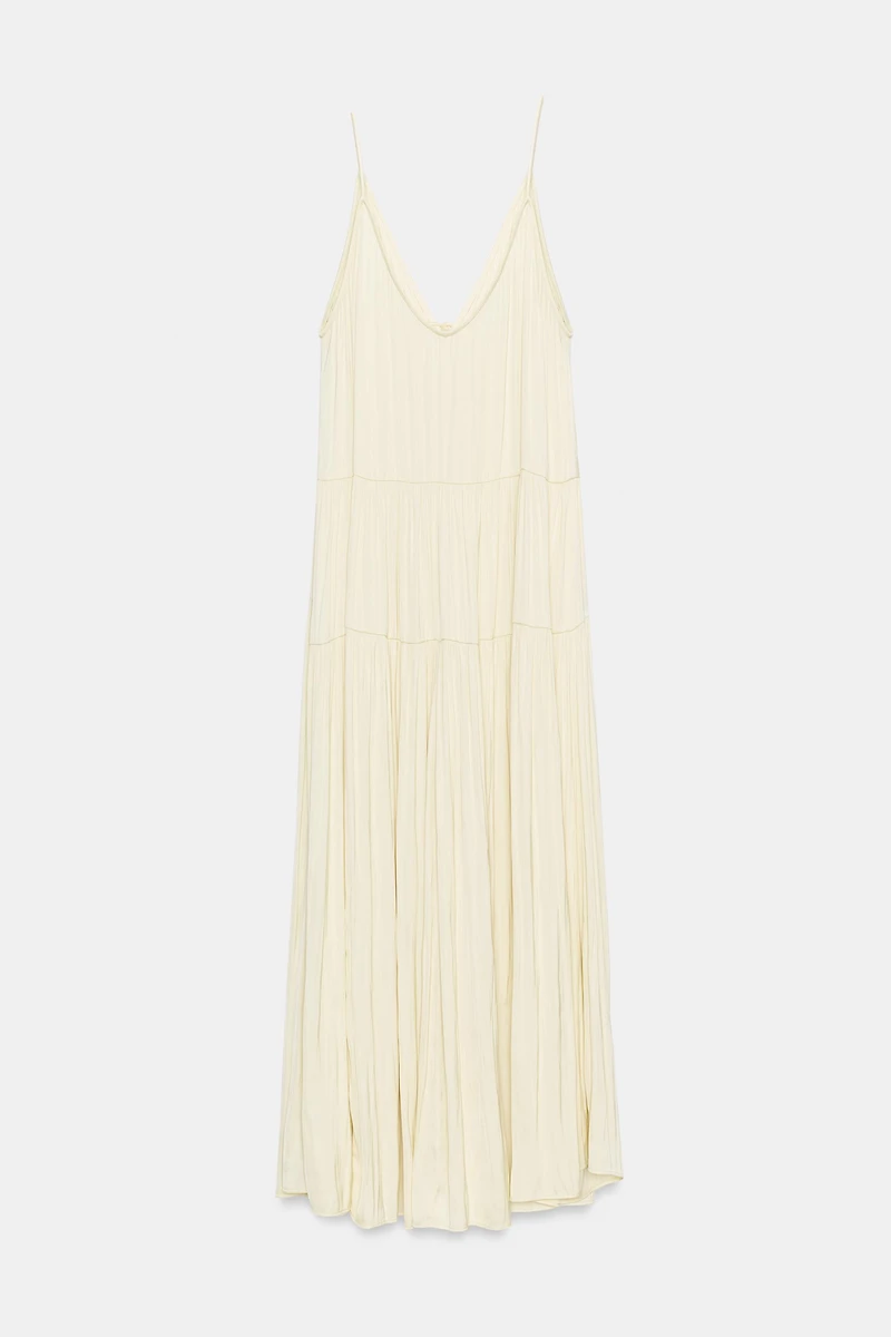 LONG RUCHED SATIN DRESS