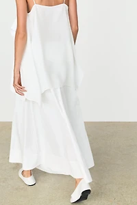 Midi skirt with yoke and pleated detail