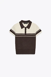 TOP POLO EN MAILLE CÔTELÉE