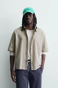 PLAID SHIRT WITH PRINTED TEXT
