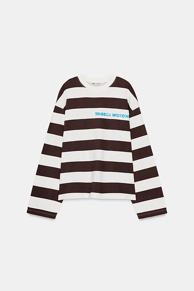STRIPED TEXT T-SHIRT