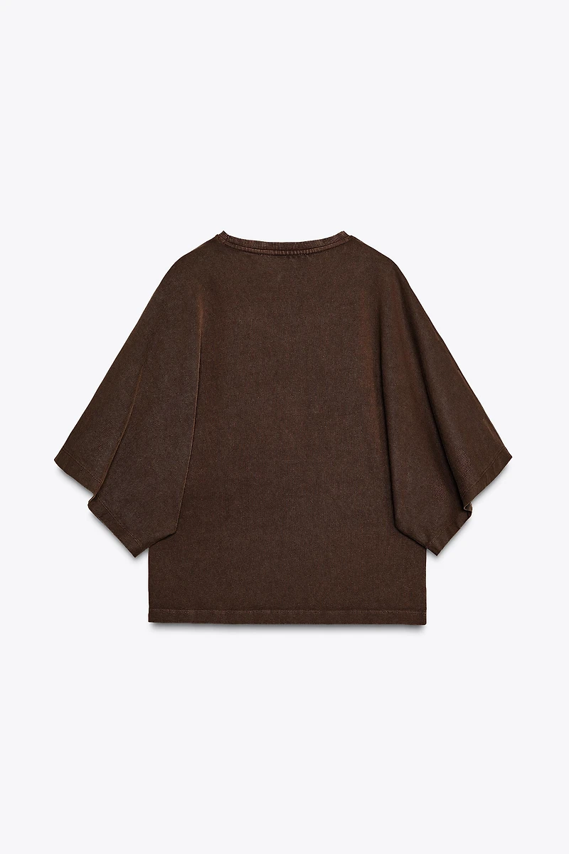 WASHED CAPE SLEEVE T-SHIRT