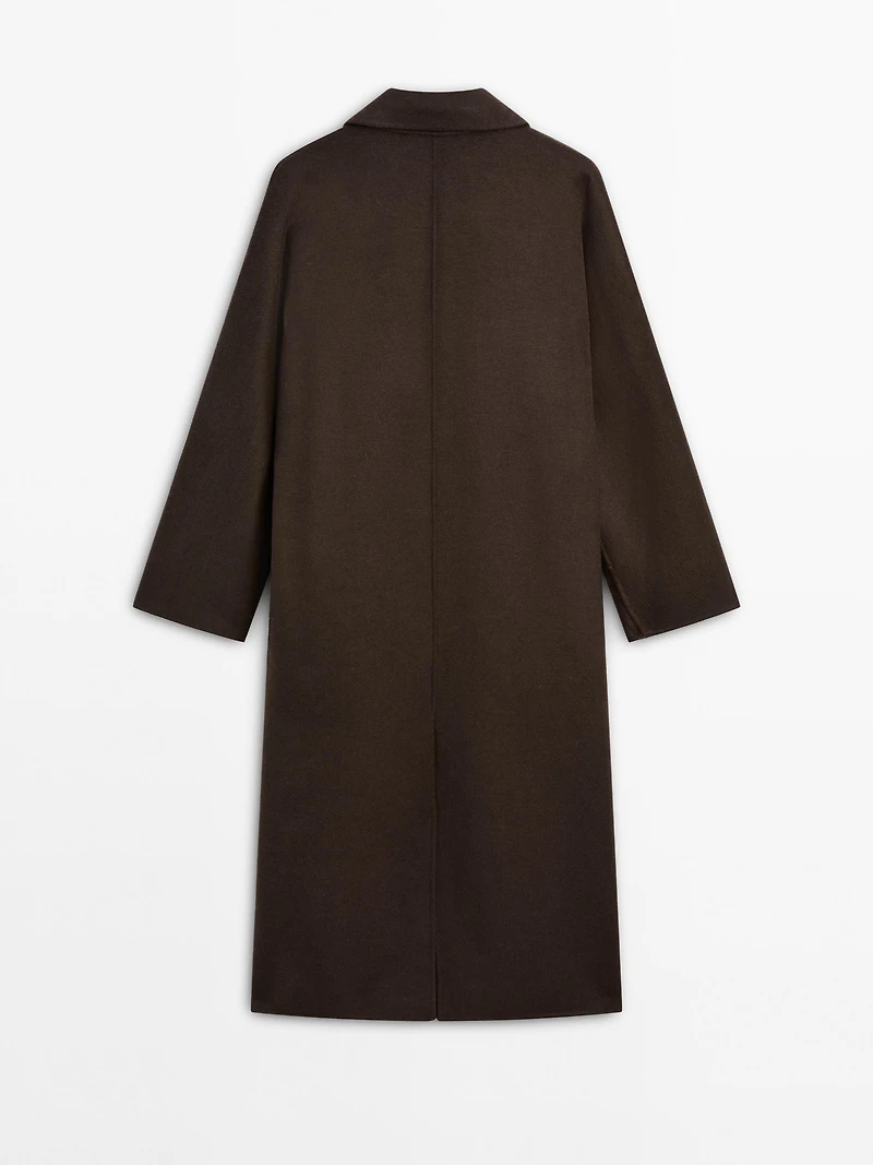 Manteau long croisé laine
