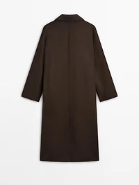 Manteau long croisé laine
