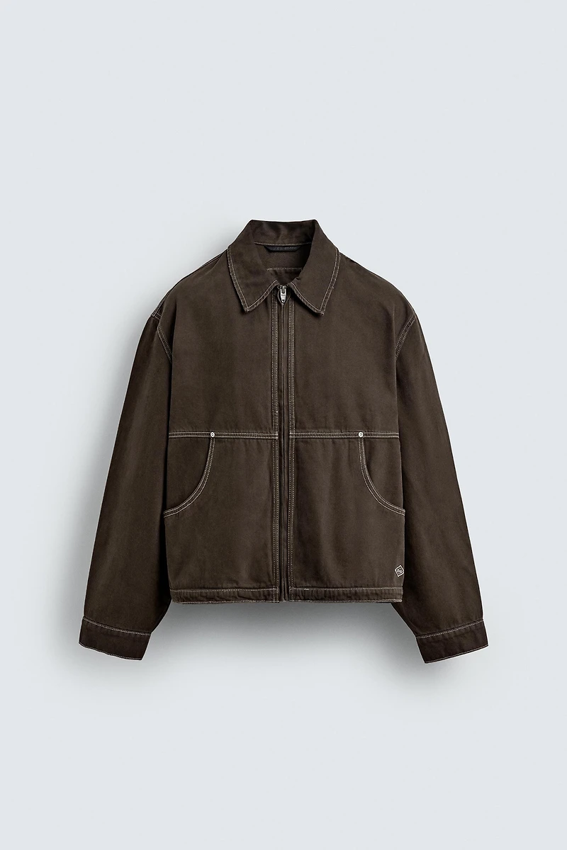 WASHED JACKET WITH CONTRAST STITCHING