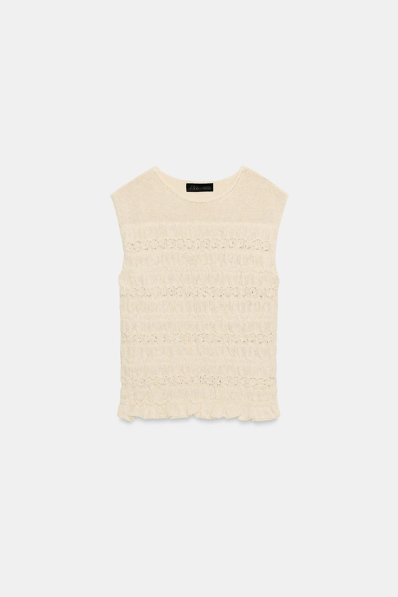 TOP EN MAILLE NID D'ABEILLE