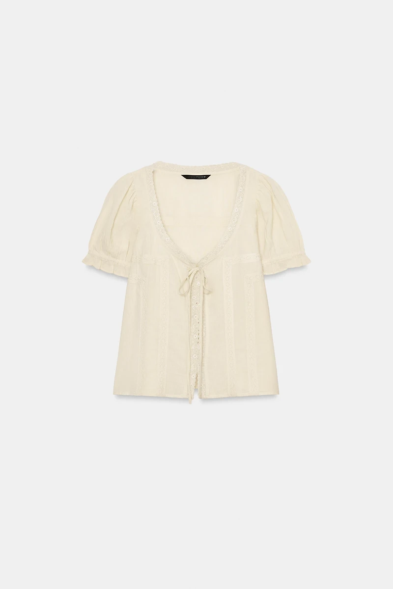 EMBROIDERED GAUZE SHIRT