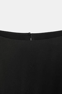 BELTED CREPE MIDI DRESS