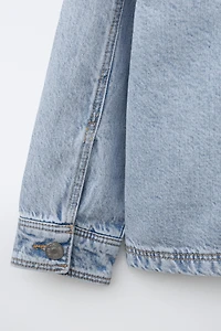 DENIM OVERSHIRT WITH REMOVABLE FLEECE HOODIE