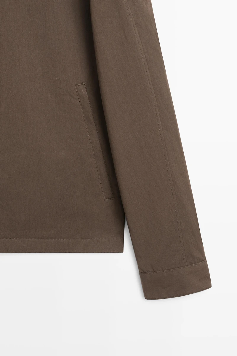 Cotton blend high-neck jacket