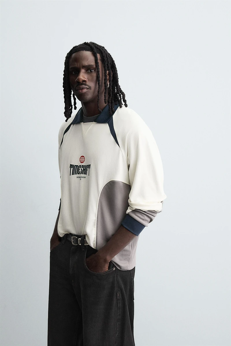 RETRO SOCCER PRINT POLO SHIRT