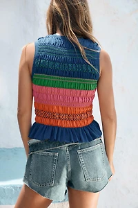 SMOCKED KNIT TOP