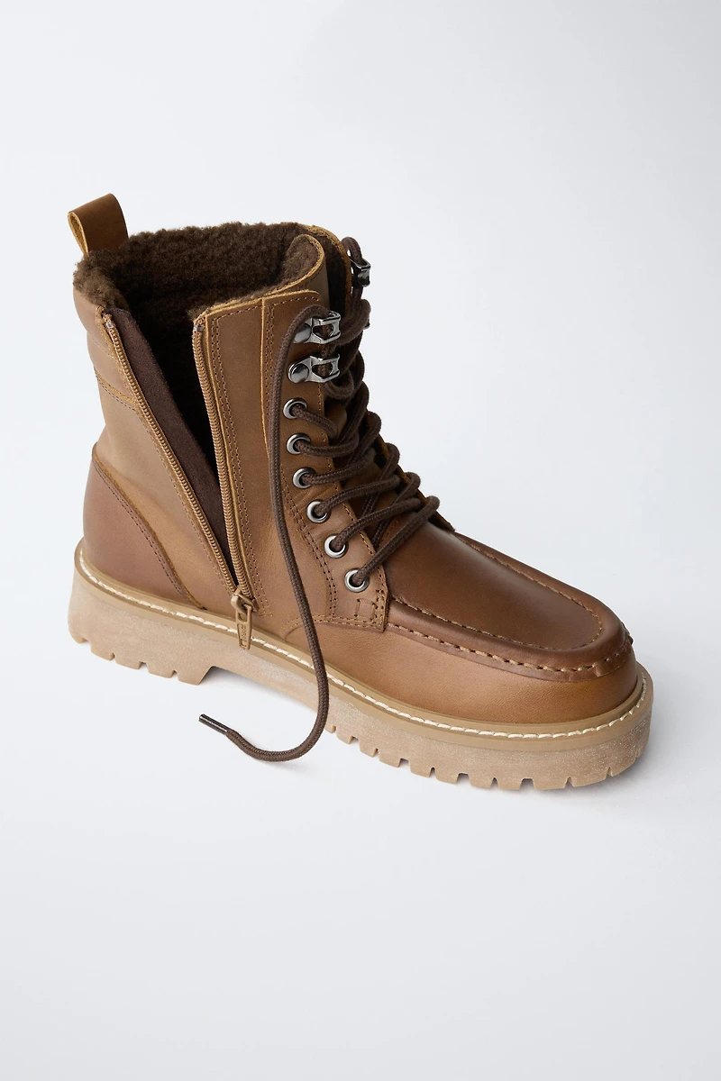 LINED LEATHER ANKLE BOOTS