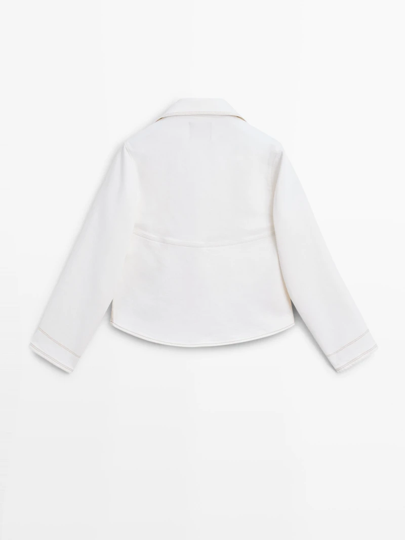 Denim jacket with contrast seam