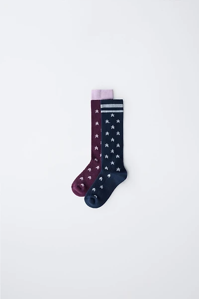 LOT DE DEUX CHAUSSETTES HAUTES À ÉTOILES