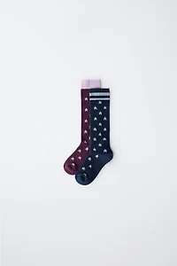 LOT DE DEUX CHAUSSETTES HAUTES À ÉTOILES