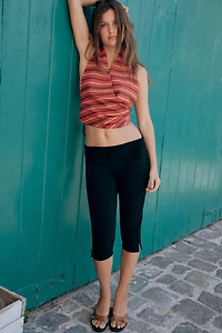 TOP HALTER CROISÉ À RAYURES