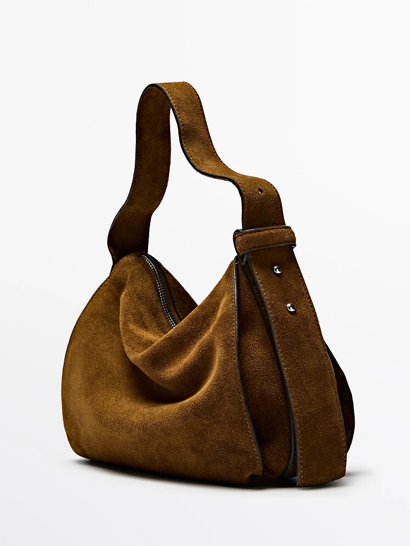 Petit sac porté épaule en croûte de cuir