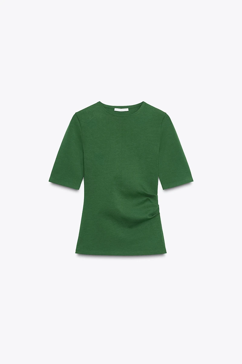 RUCHED INTERLOCK T-SHIRT